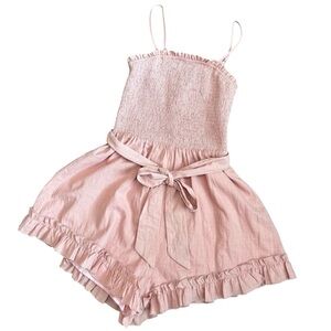 Pink Smocked Romper with Removable Straps NWT